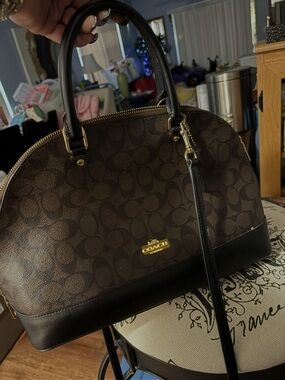 Coach Brown and Black Dome Satchel with Gold Hardware